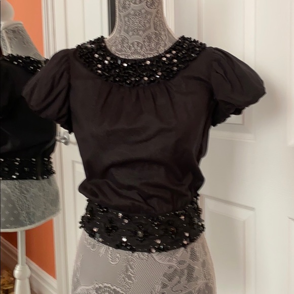 Diane von Furstenberg black beaded top - Picture 1 of 5